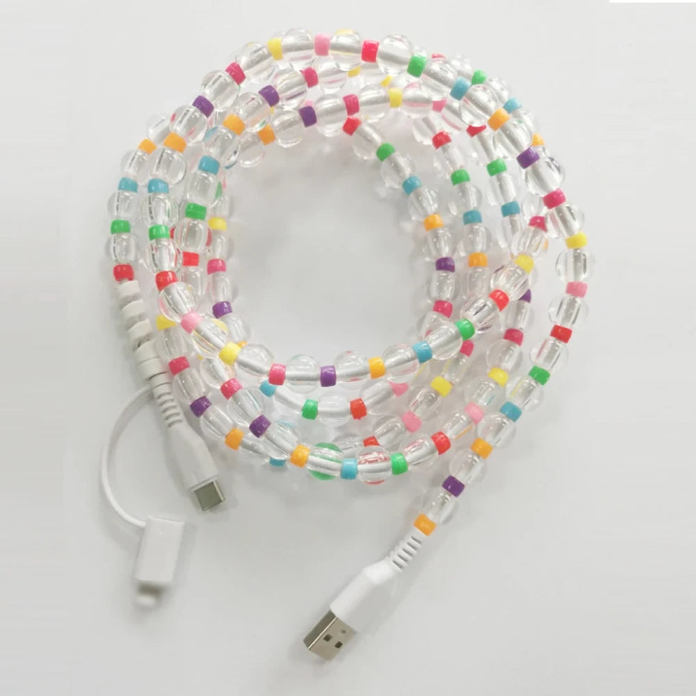 Beaded USB Type-C Charging Cable